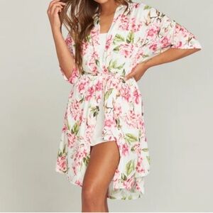 Show Me Your Mumu Brie Floral Robe Print Belted Short Sleeve One Size fits Most